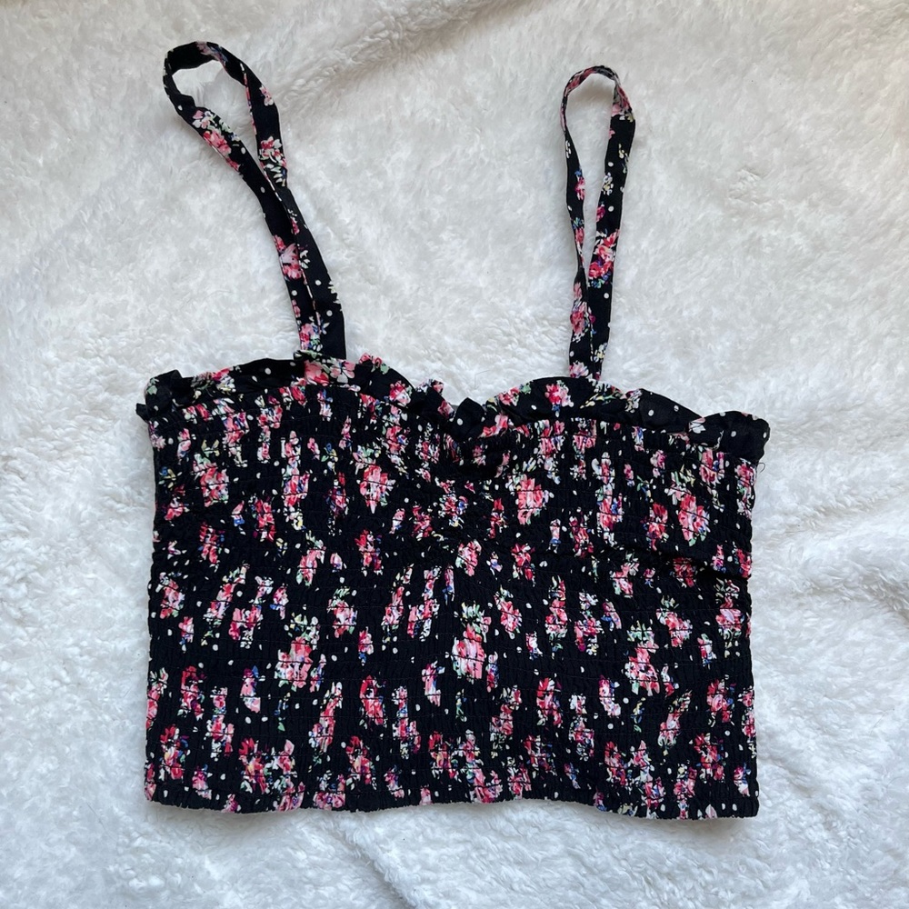 H&M DIVIDED Floral Ruched Mini Tank